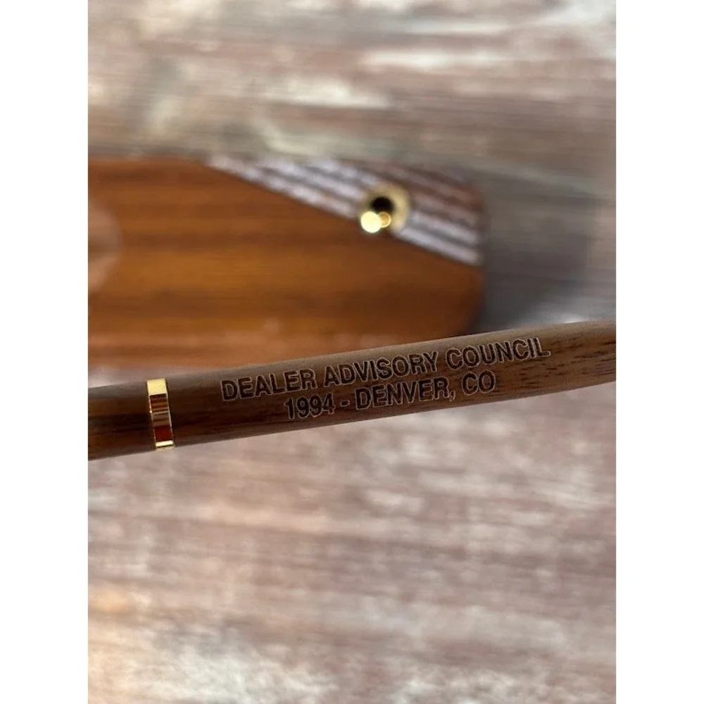 Vintage Wooden Pen Holder Engraved Pen Dealer Advisory Council‎ 1994 Denver CO